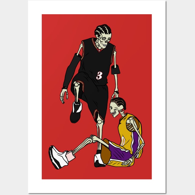 Skeleton Allen Iverson Steps Over Tyronn Lue Wall Art by rattraptees